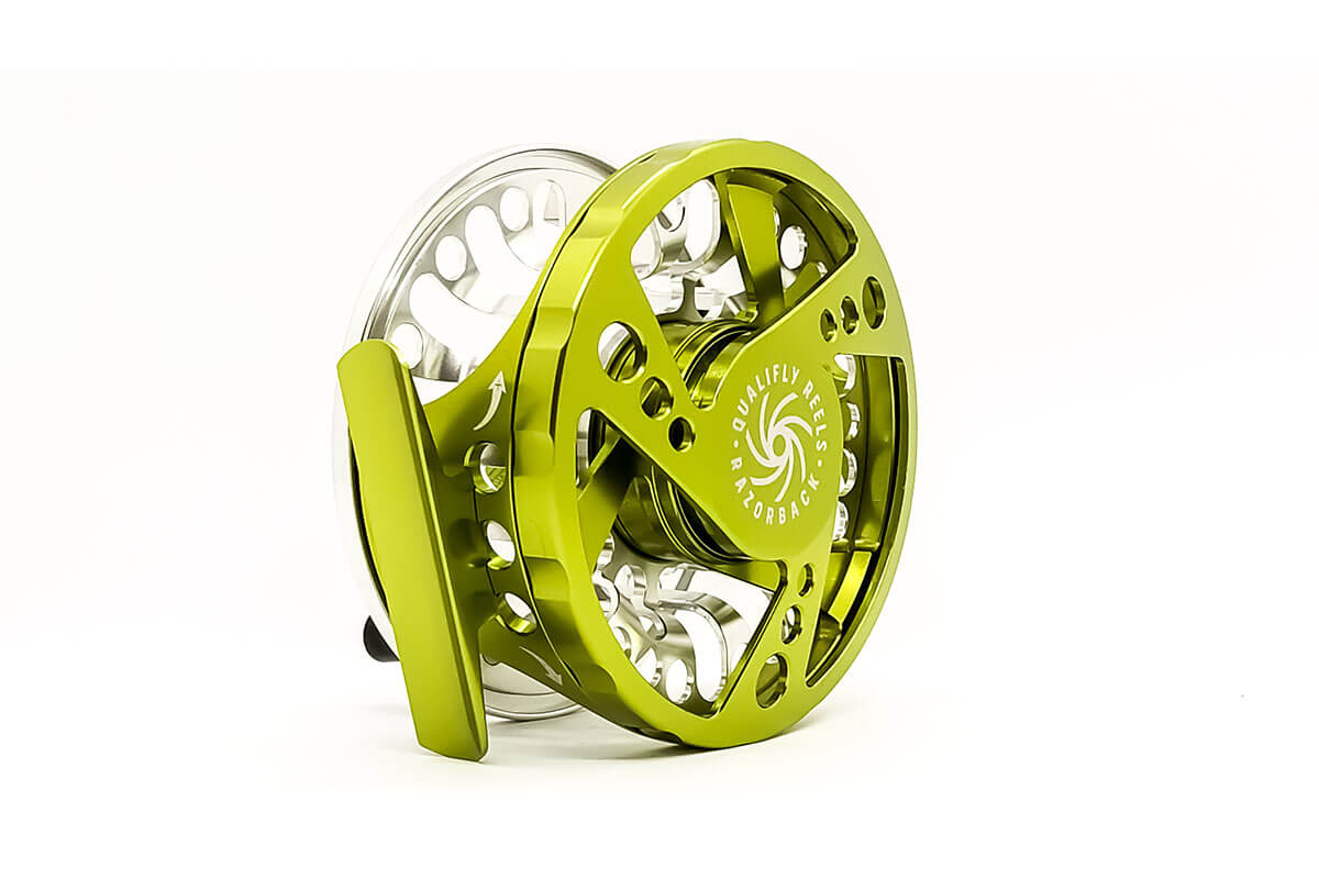 Qualifly Razorback Green and Silver Fly Reel – Outlaw Rod Co.