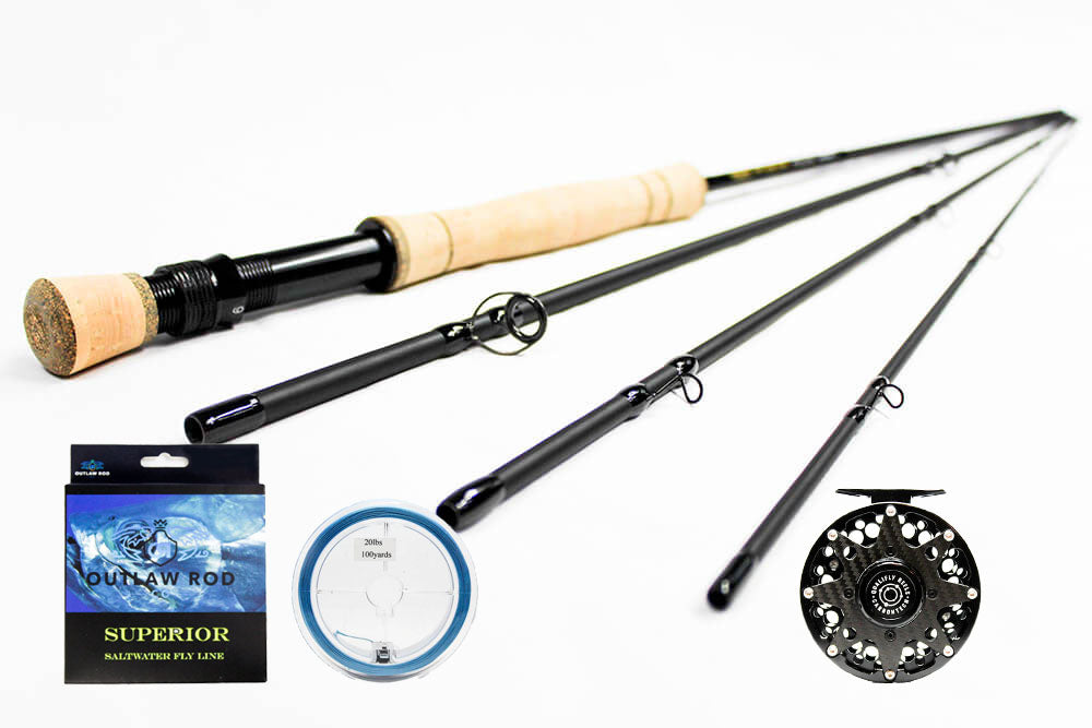 9wt 9ft Stealth Edition (Saltwater) Fly Rod and Qualifly Carbontech Reel  Package Deal