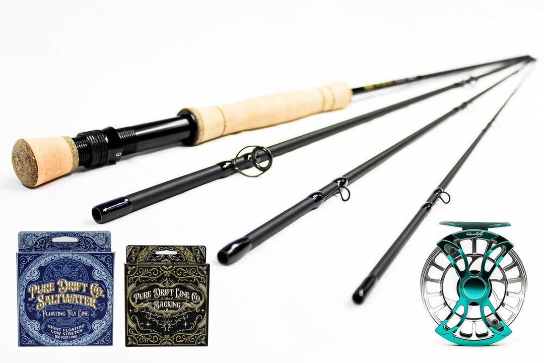 8wt 9ft Stealth Edition (Saltwater) Fly Rod and Qualifly Maverick Reel Package Deal Black Maverick