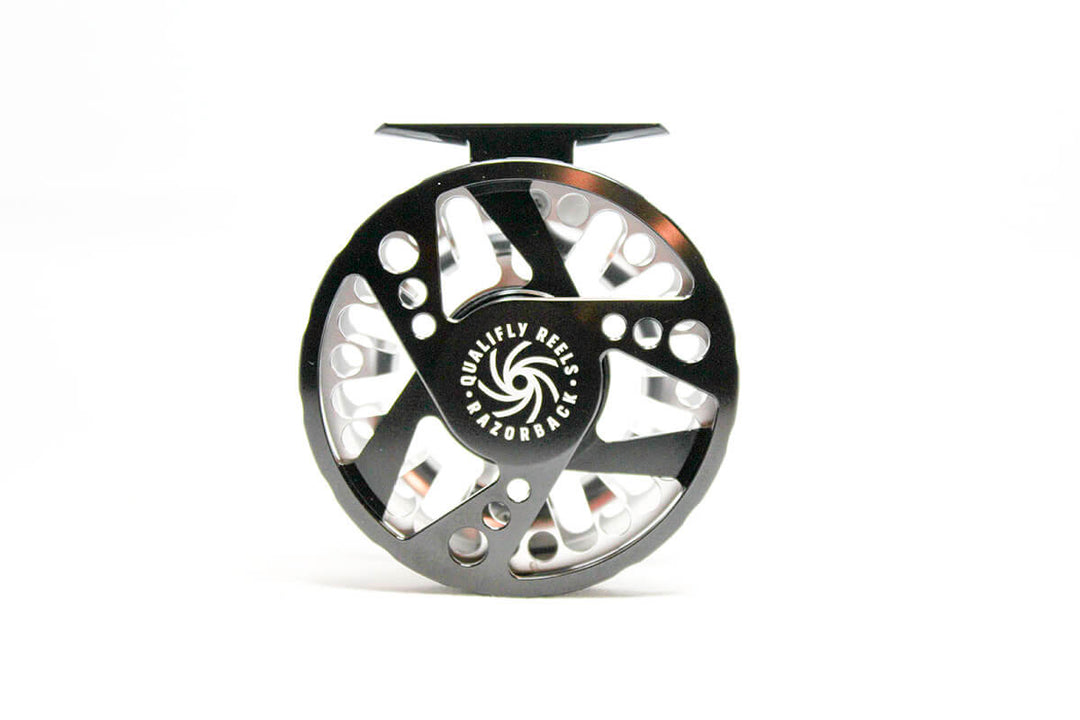 braided back fly reel Qualifly Razorback Black and Silver Fly Reel – Outlaw Rod Co